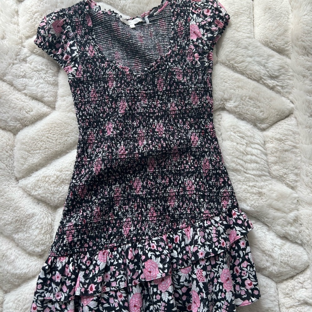 Loveshackfancy pink and black dress